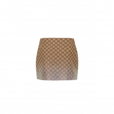 GUCCI WOMEN'S NATURAL CANVAS MINI SKIRT 808272